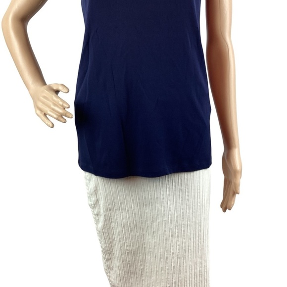 Eileen Fisher Petite Silk Tank Top Size MP Navy Blue - Picture 3 of 7